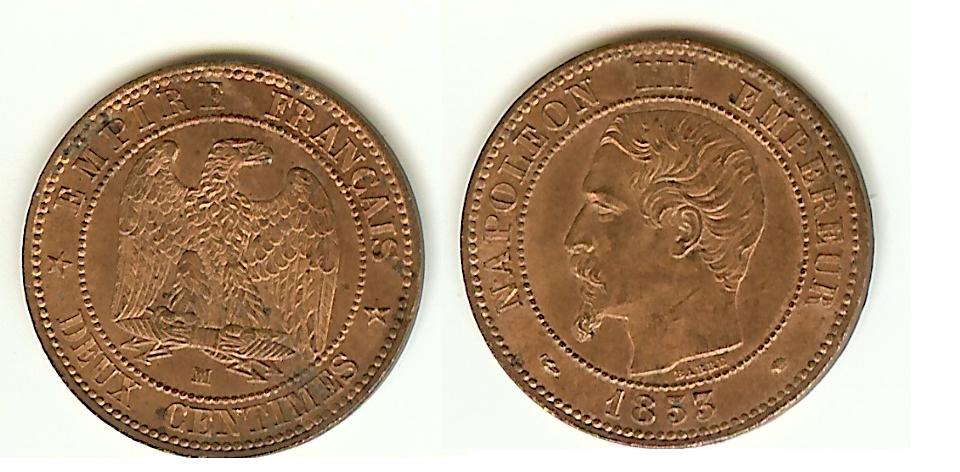 2 Centimes Napoléon III 1853MA Marseille SPL